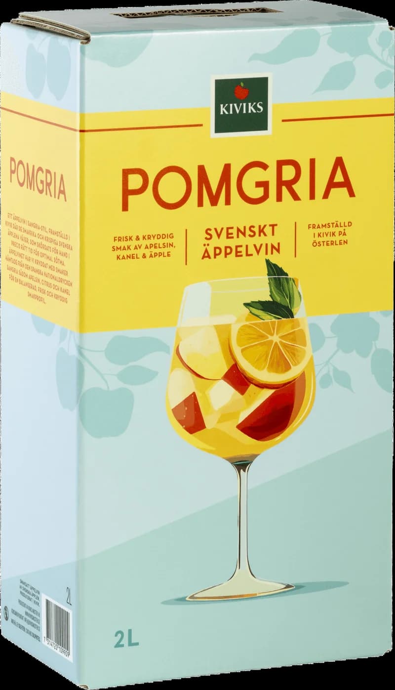Flaska med Kiviks smaksatt vin och fruktvin på en bordsservering.
