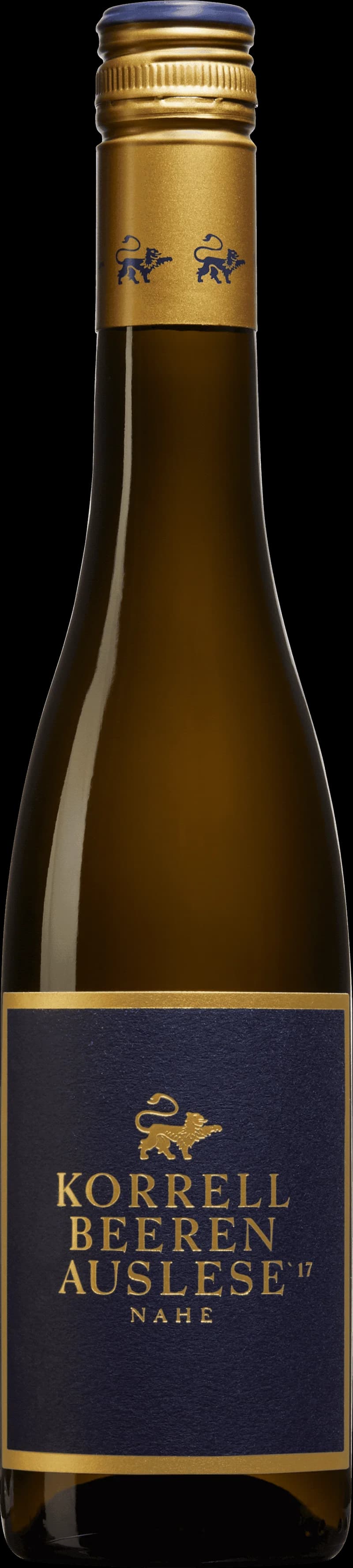 Flaska och glas med Korrell vitt vin.