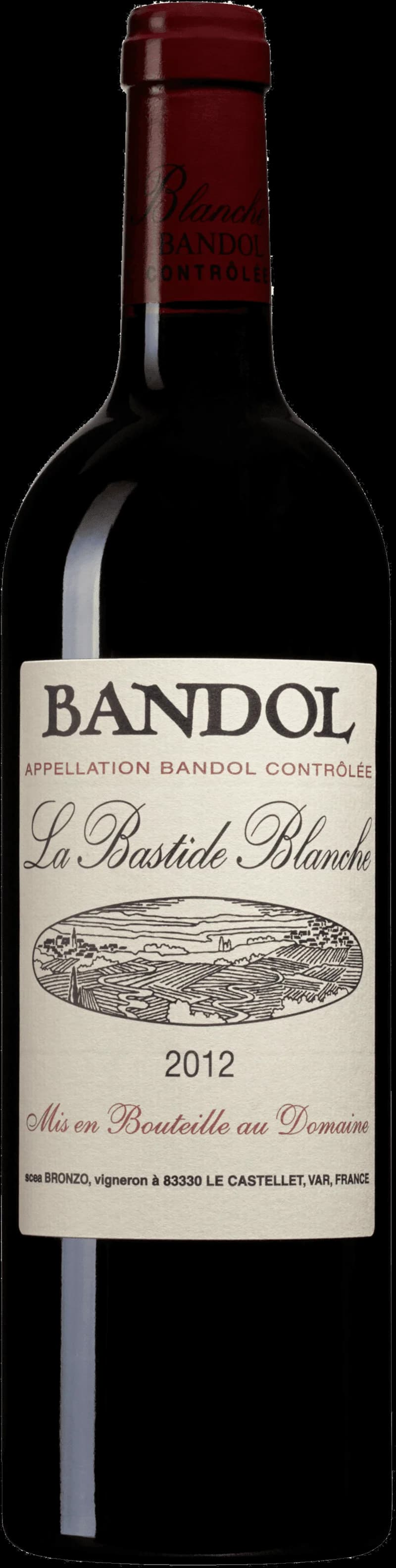 Flaska av rött vin från La Bastide Blanche