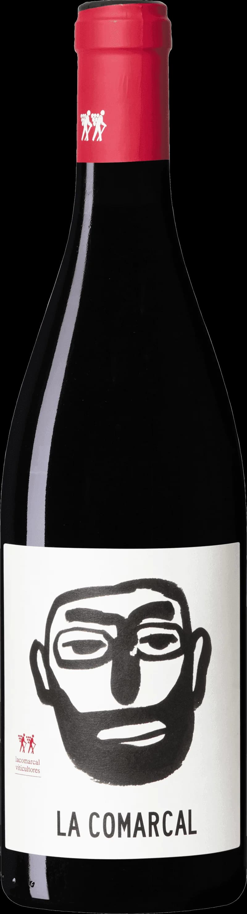 Flaska av La Comarcal rött vin mot en neutral bakgrund.