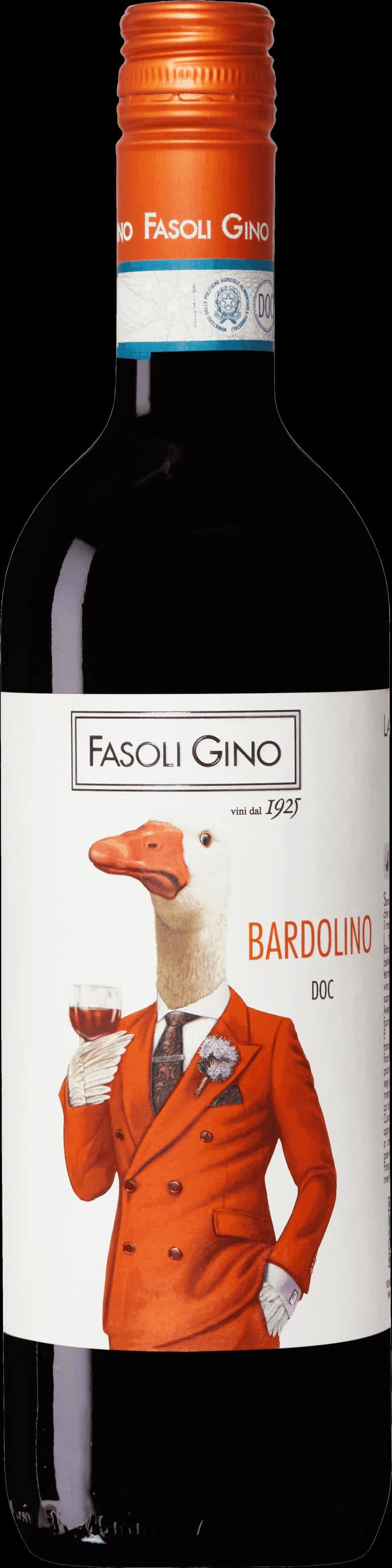 Flaska av rött vin från La Corte del Pozzo