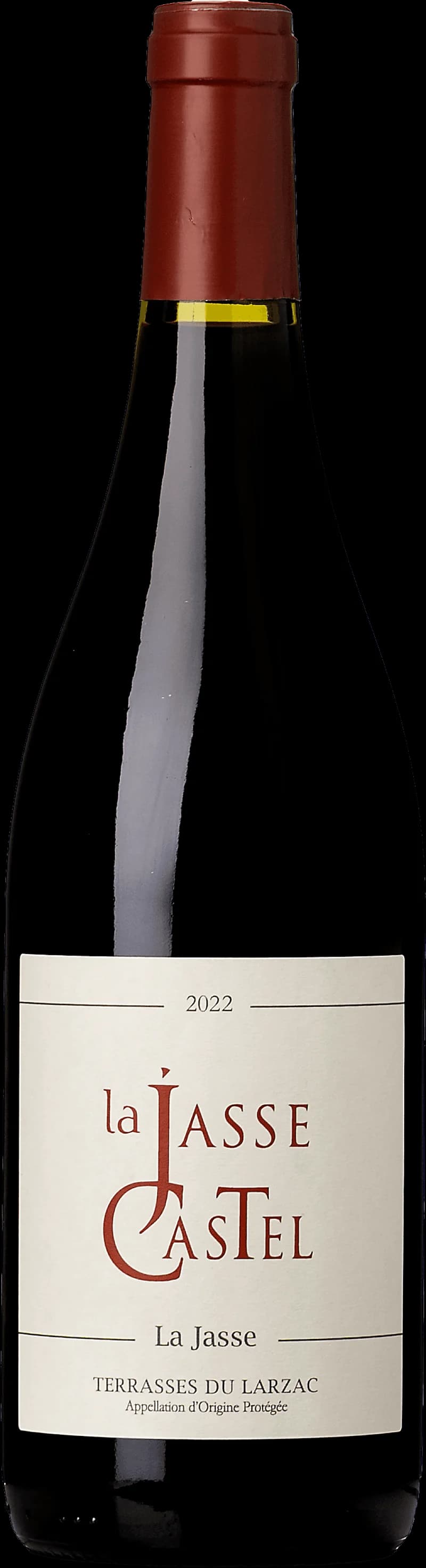 Flaska av rött vin från La Jasse