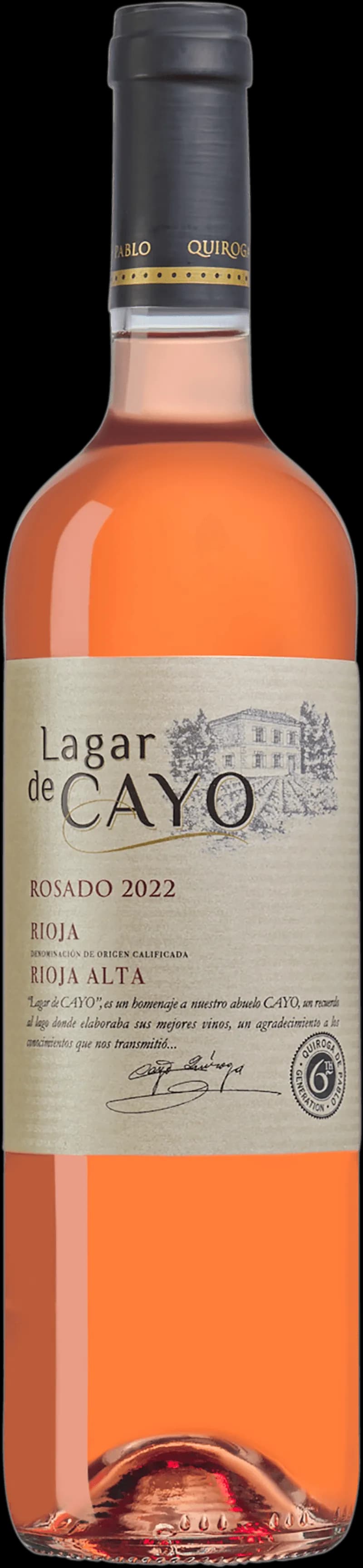 Flaska och glas med Lagar de Cayo rosévin mot ljus bakgrund.
