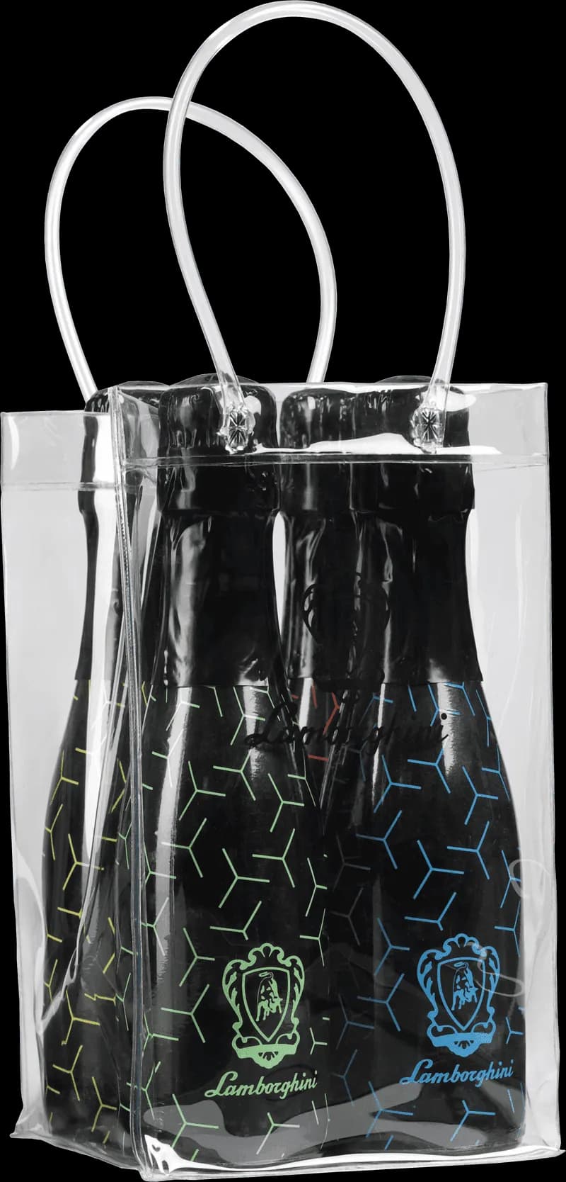 Vinlåda med fyra flaskor Lamborghini Mini Spumante Brut 200 ml vardera.