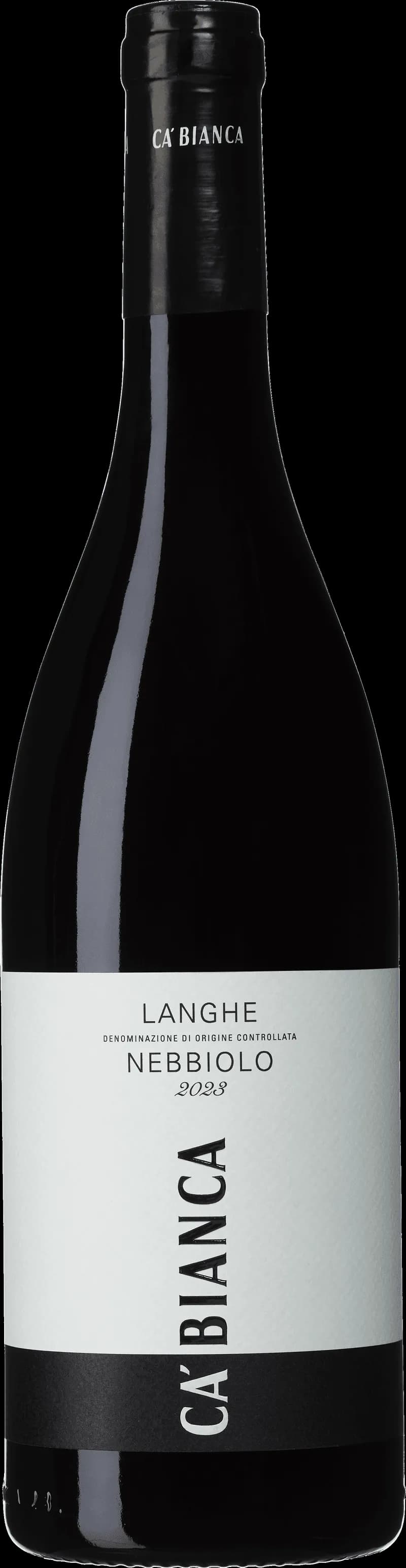 Flaska Langhe Nebbiolo rött vin på bordet