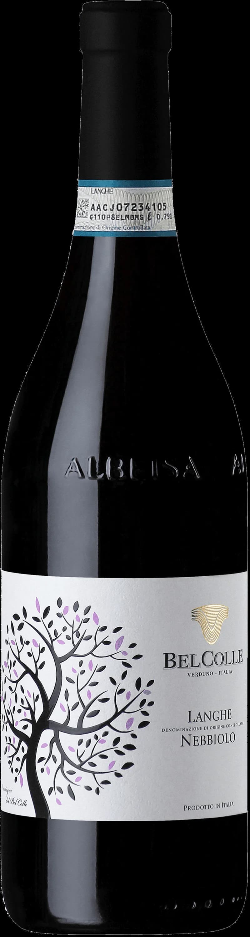 Flaska Langhe Nebbiolo rött vin på bordet