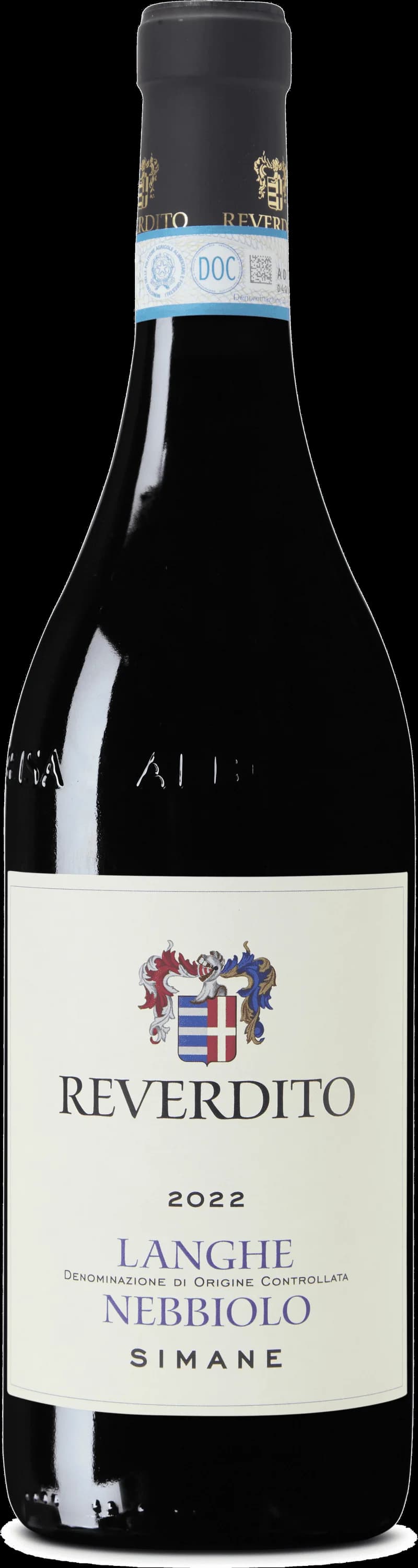 Flaska Langhe Nebbiolo rött vin mot neutral bakgrund