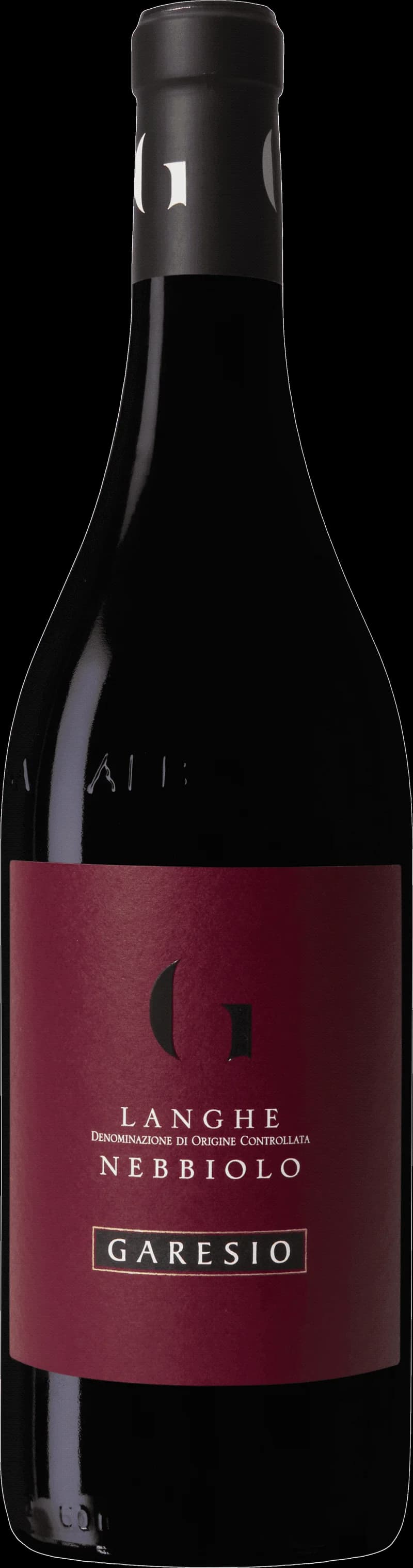 Flaska Langhe Nebbiolo rött vin mot neutral bakgrund