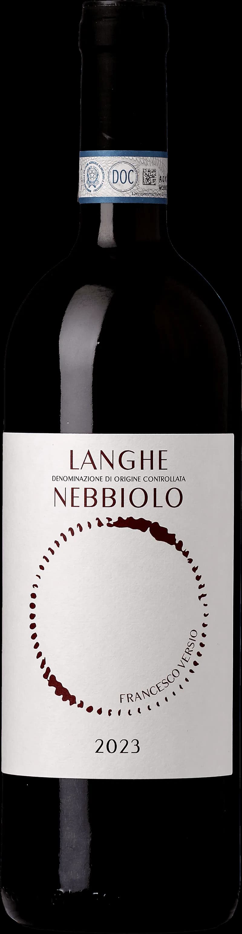 Flaska Langhe Nebbiolo rött vin på bordet