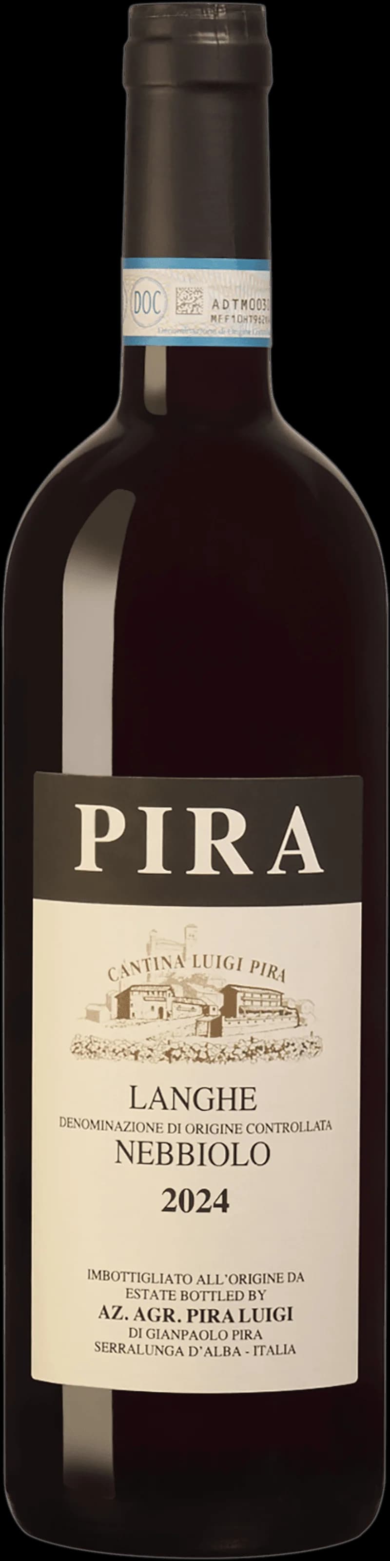 Flaska Langhe Nebbiolo rött vin på bordet