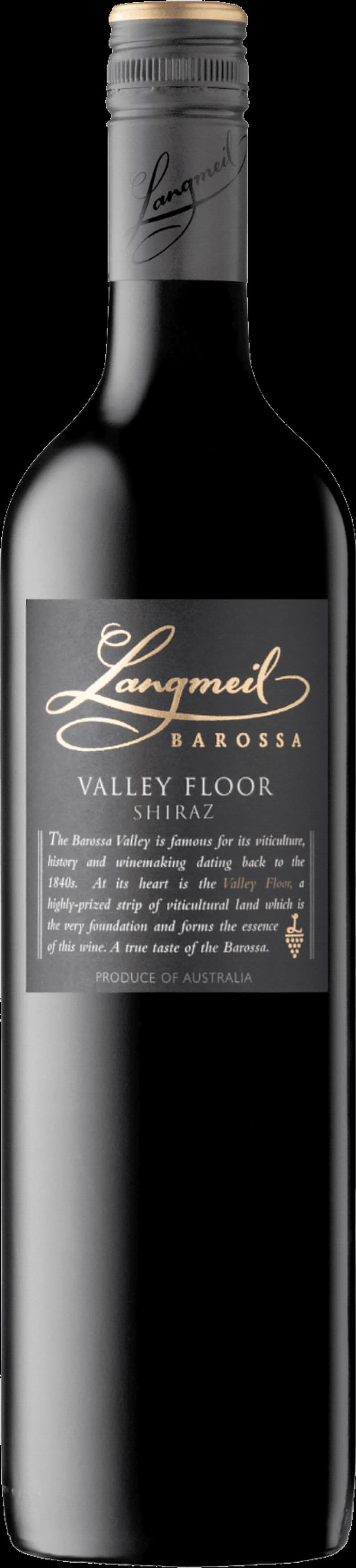 Flaska av Langmeil rött vin på bordet