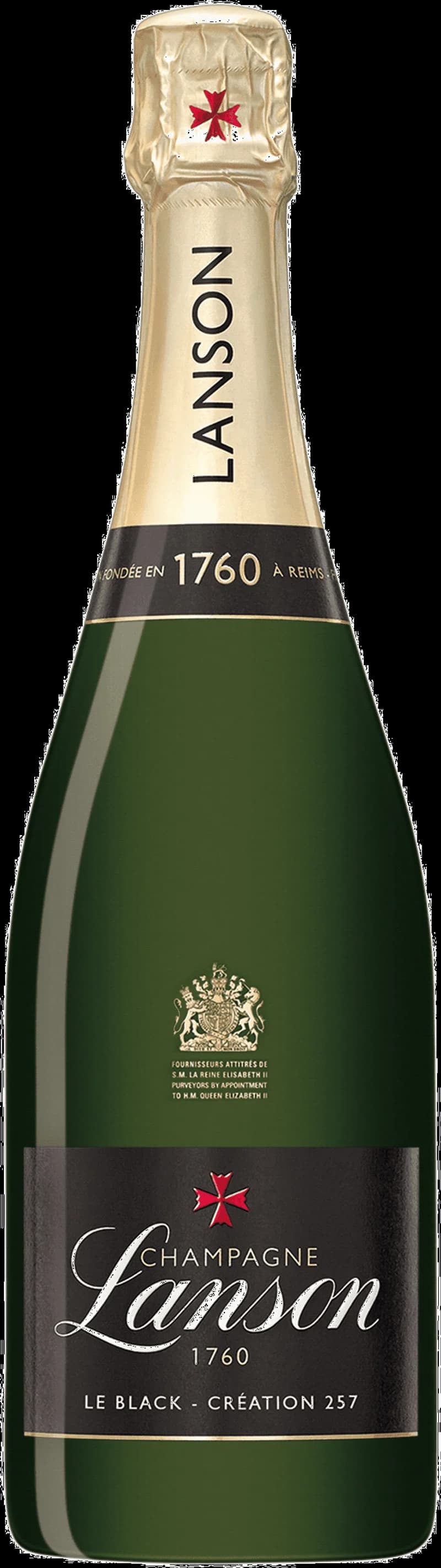 Flaska av Lanson mousserande vin på vit bakgrund