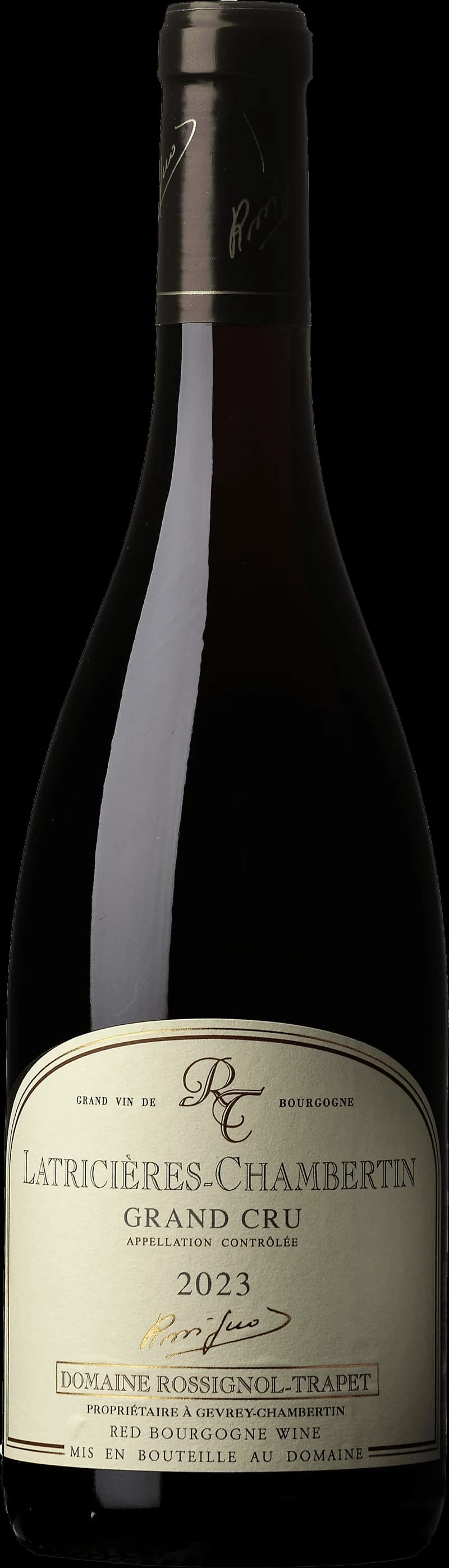 Flaska av rött vin Latricières-Chambertin Grand Cru från Bourgogne