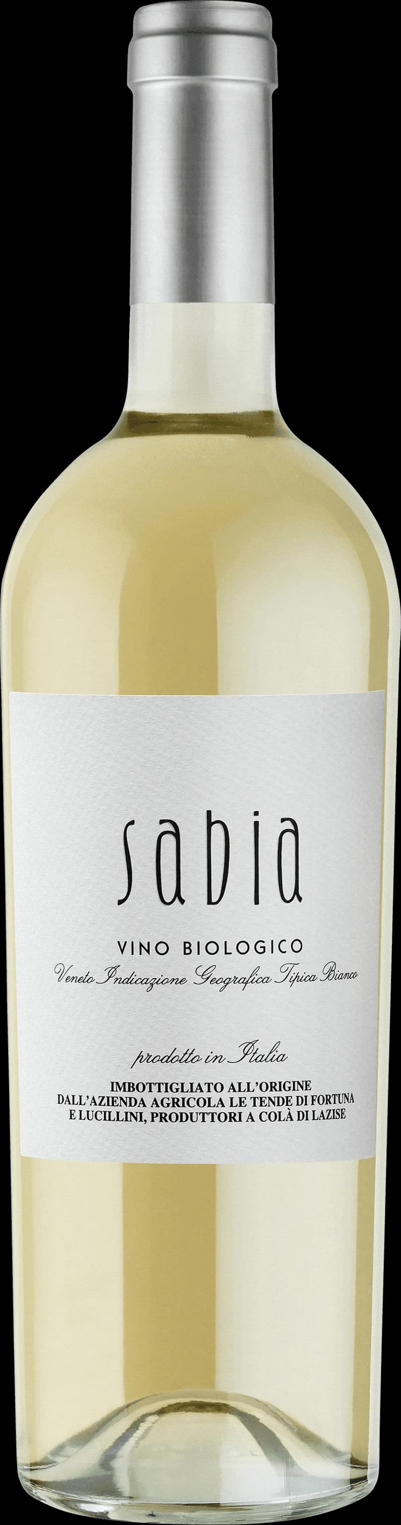 Flaska Le Tende vitt vin mot ljus bakgrund