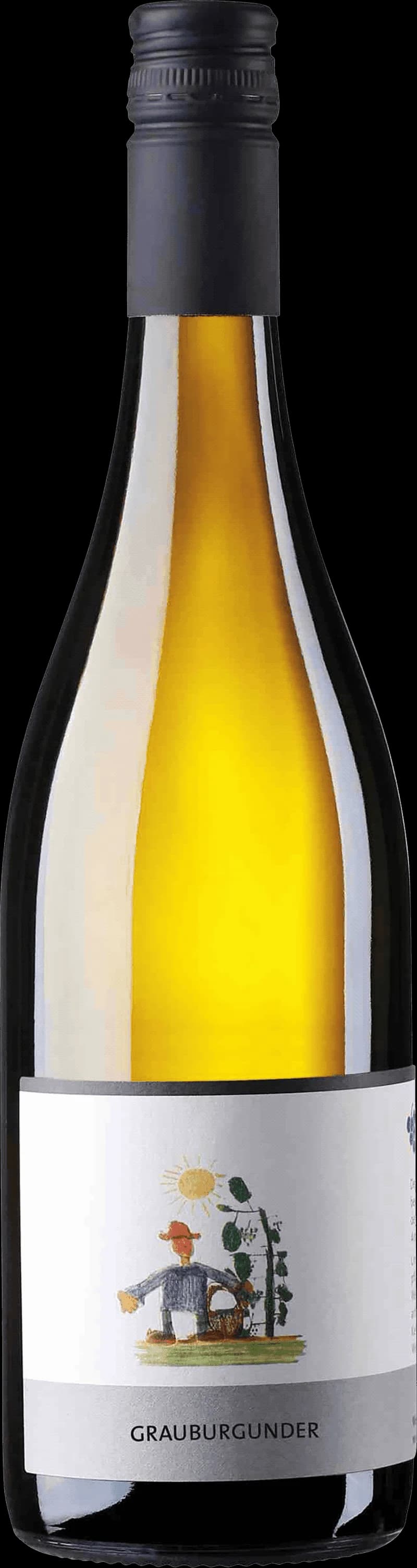 Flaska med Lebenshilfe vitt vin mot ljus bakgrund