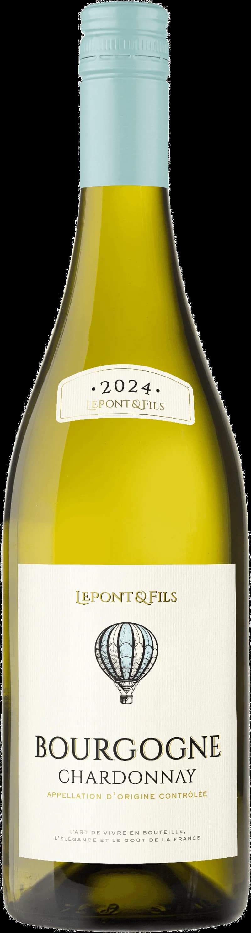 Flaska av vitt vin från Lepont Fils