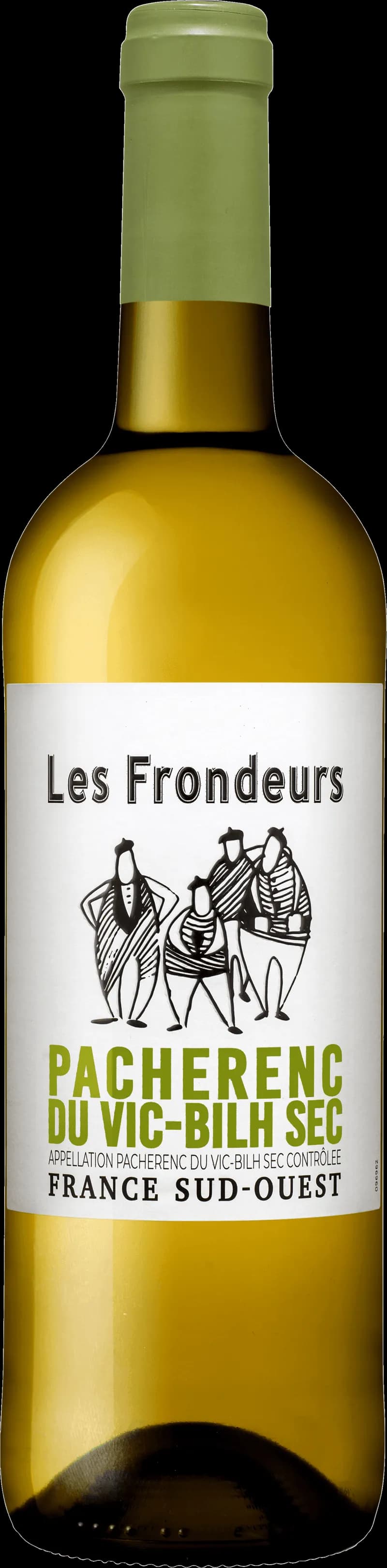 Flaska av Les Frondeurs vitt vin mot en neutral bakgrund.