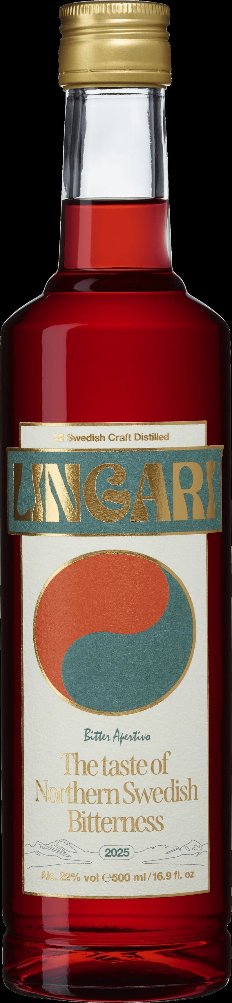 Ett urval av Lingari aperitifer i eleganta flaskor på en bricka.