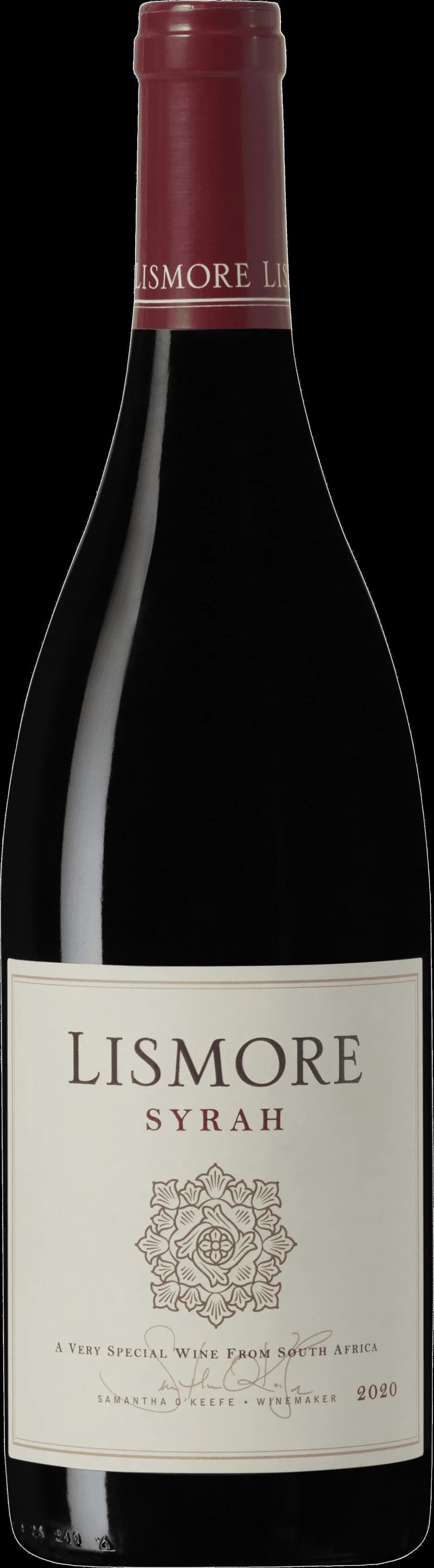 Flaska med Lismore rött vin på en bordsservering