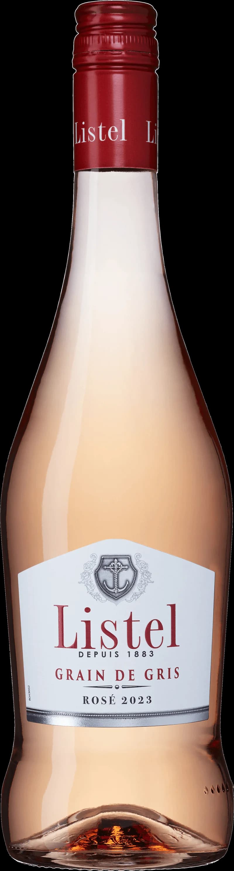 Listel rosévin i ett svalt glas med isbitar och citronskiva.