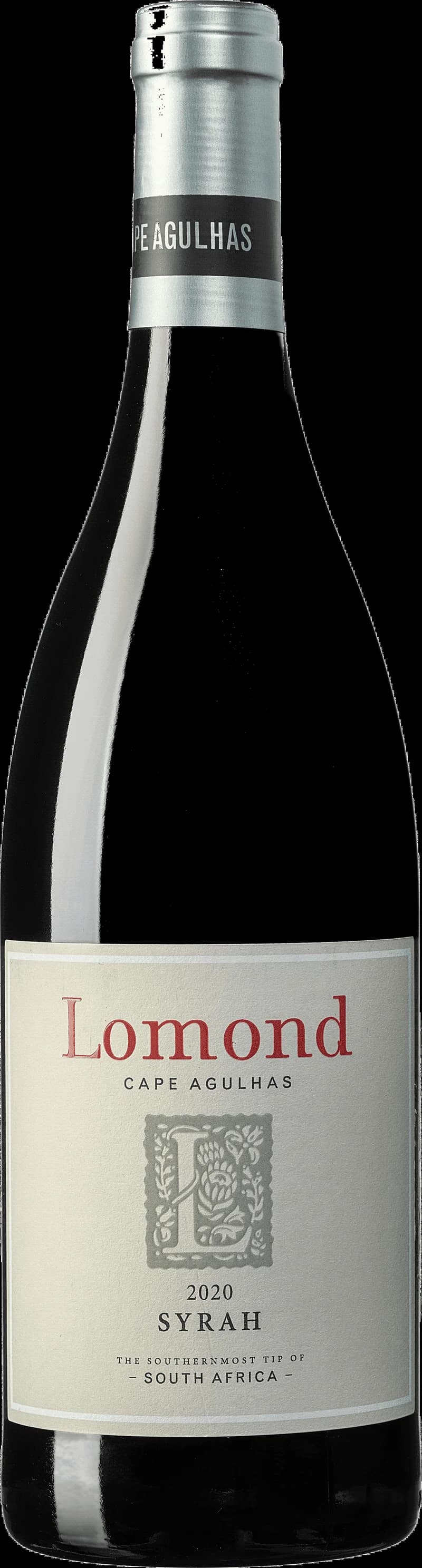 Flaska Lomond rött vin på vit bakgrund