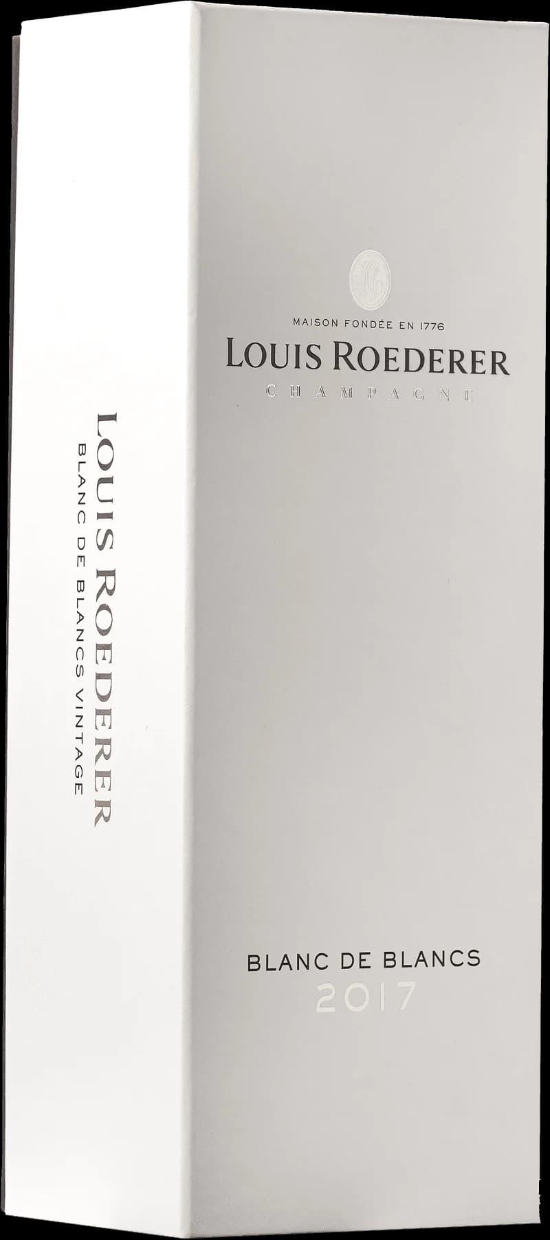 Flaska av Louis Roederer mousserande vin mot neutral bakgrund