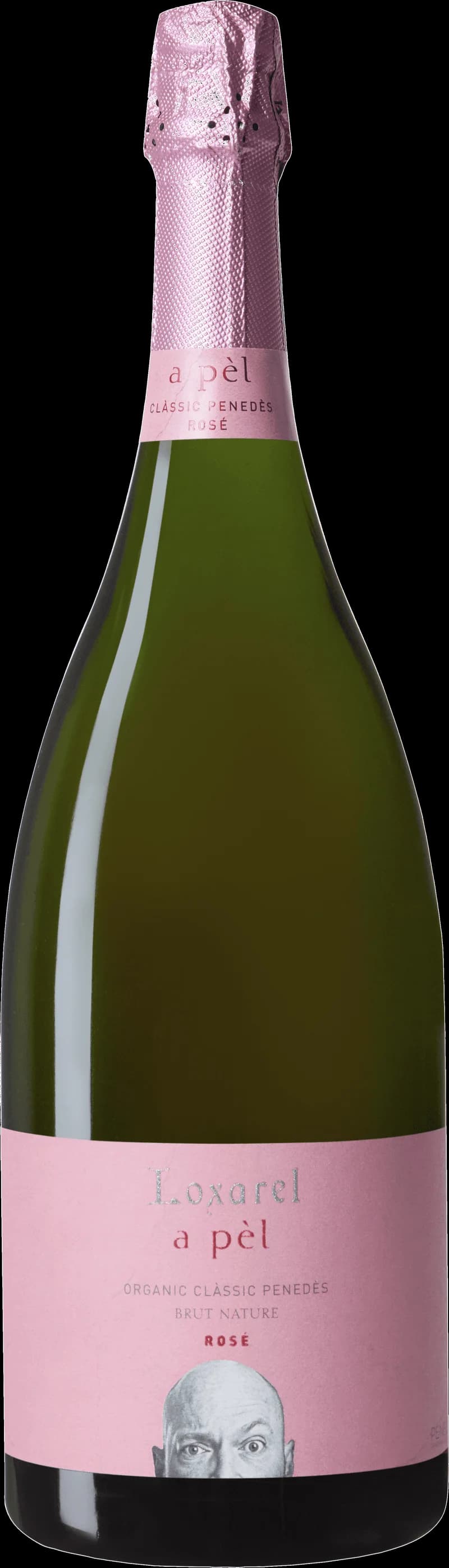Flaska av Loxarel mousserande vin mot en neutral bakgrund.