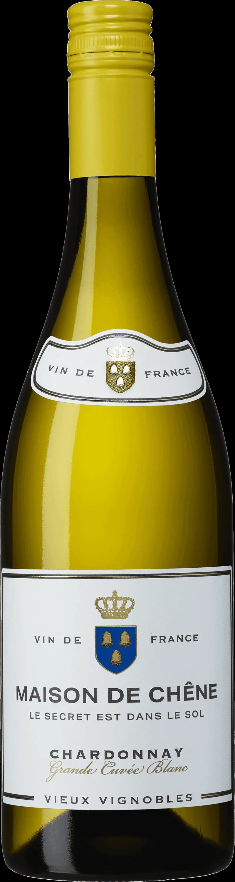 Flaska med vitt vin från Maison de Chêne