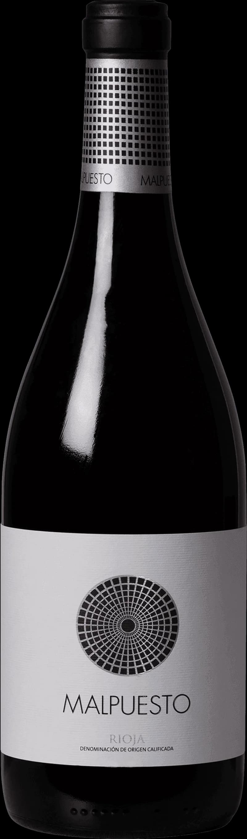 Flaska av rött vin Malpuesto på en bordduk
