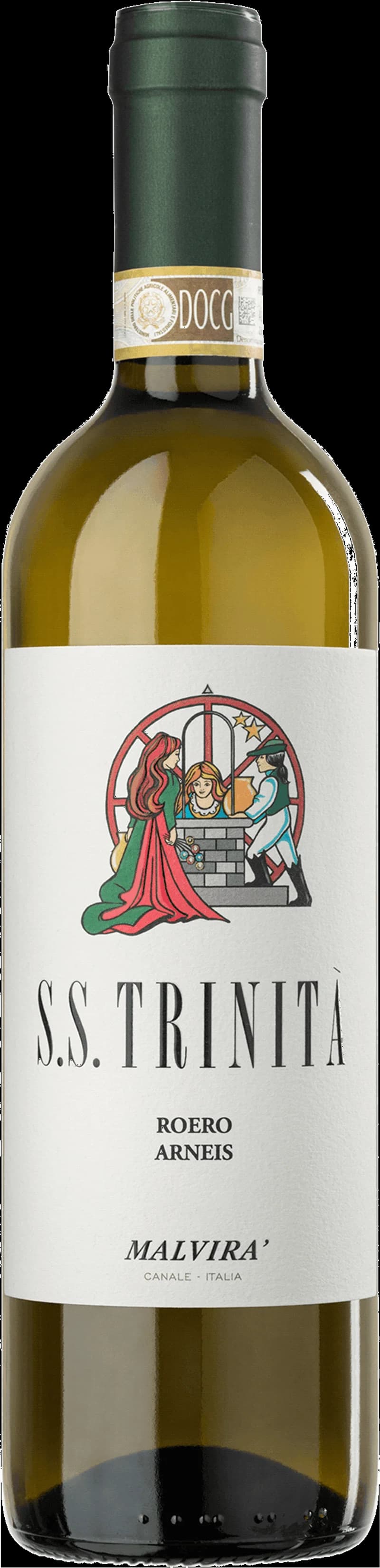 Flaska med Malvir vitt vin och ett glas fyllt med gyllene vin.