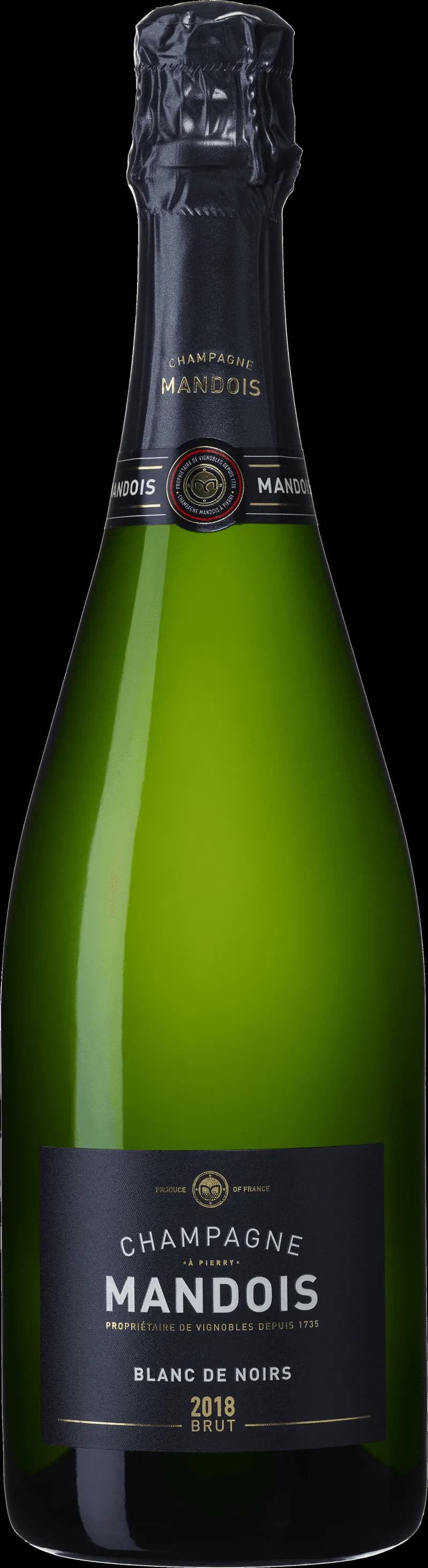 Flaska av Mandois mousserande vin med etikett