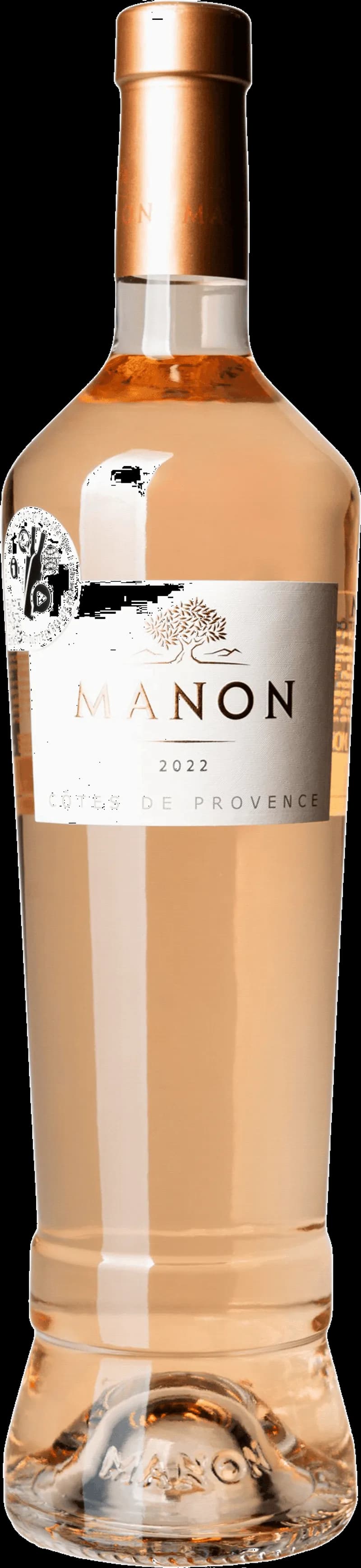 Flaska av rosévinet Manon Rosé mot en ljus bakgrund