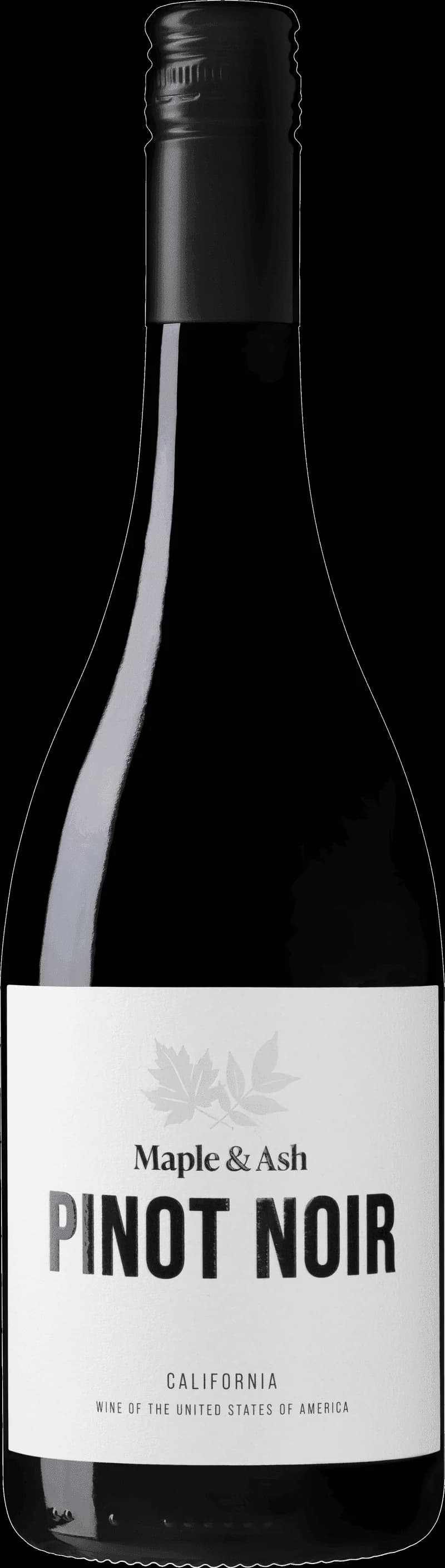 Flaska Maple Ash rött vin mot mörk bakgrund