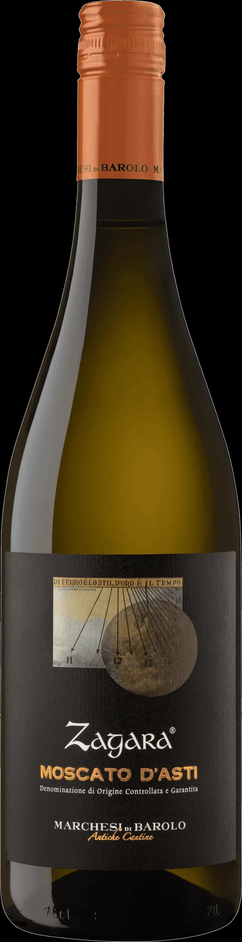Flaska Marchesi di Barolo vitt vin mot ljus bakgrund