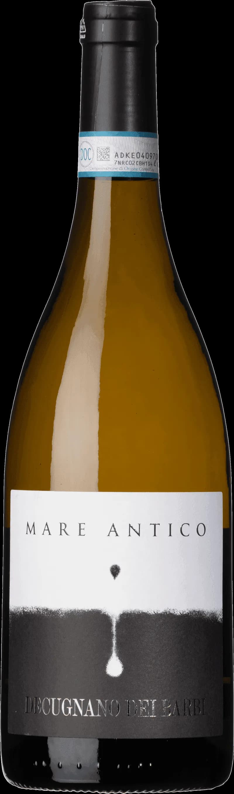 Flaska av vitt vin från Mare Antico