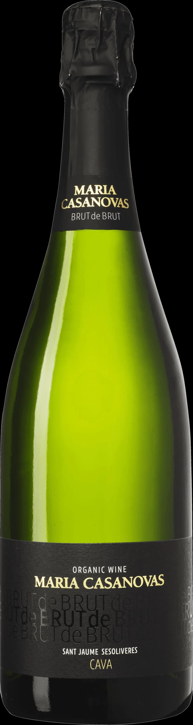 Maria Casanovas mousserande vin i ett glas med bubblor.