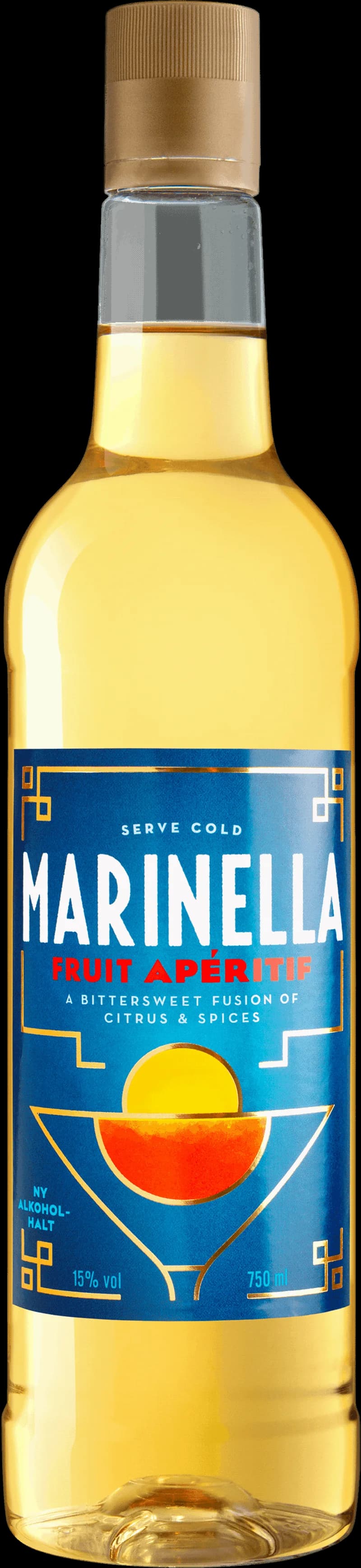 Marinella aperitifer uppradade på ett bord med glas och ishink.