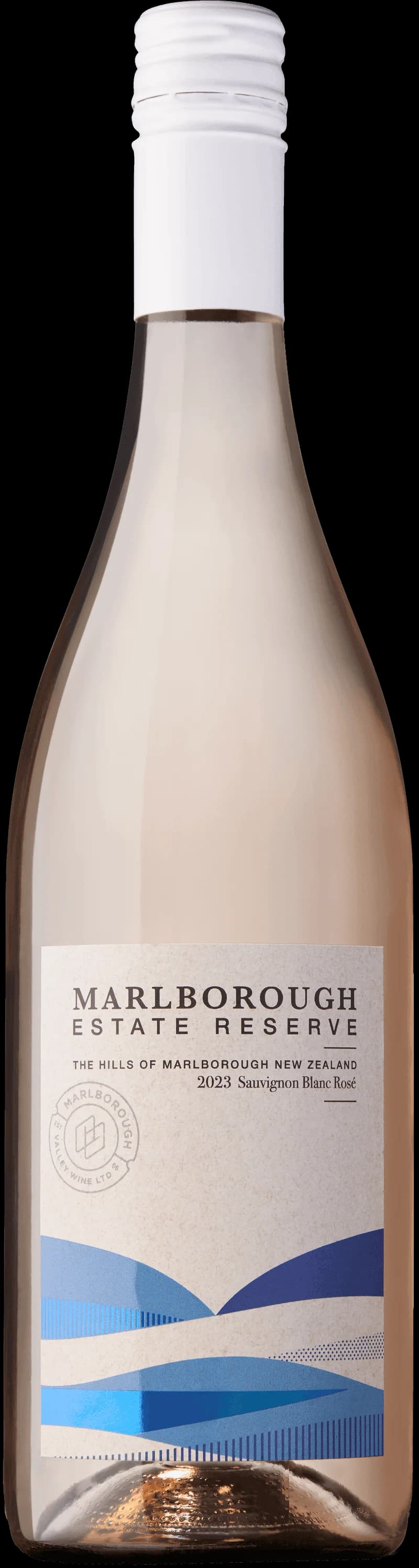 Flaska Marlborough Estate rosévin mot ljus bakgrund