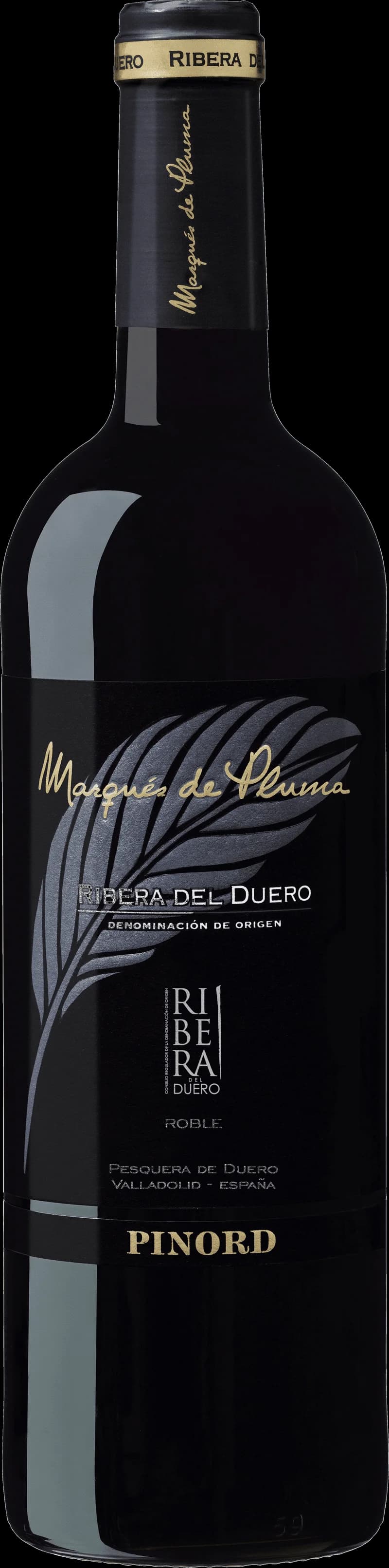 Flaska av rött vin från Marqués de Pluma