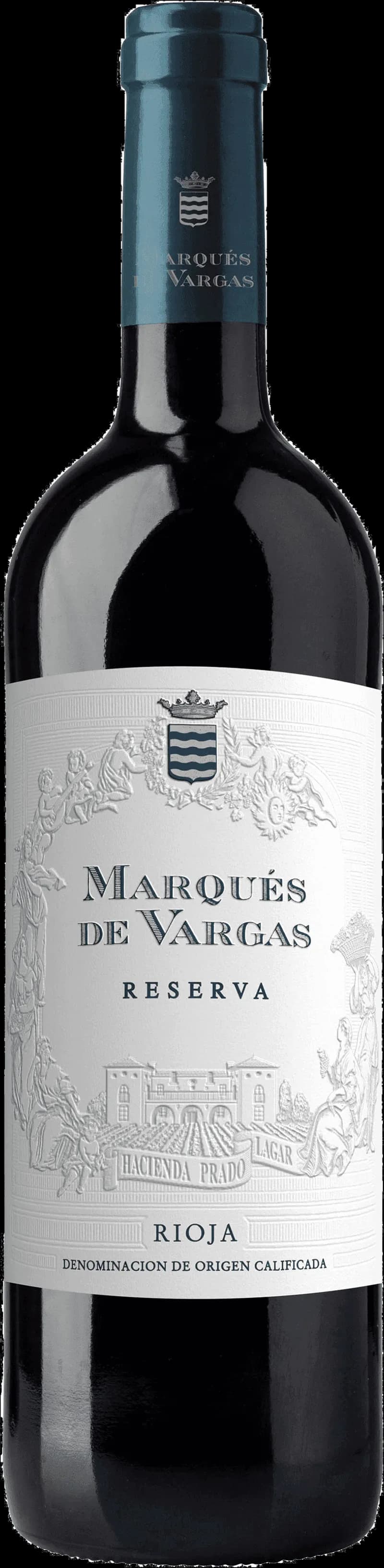 Flaska av rött vin från Marques de Vargas