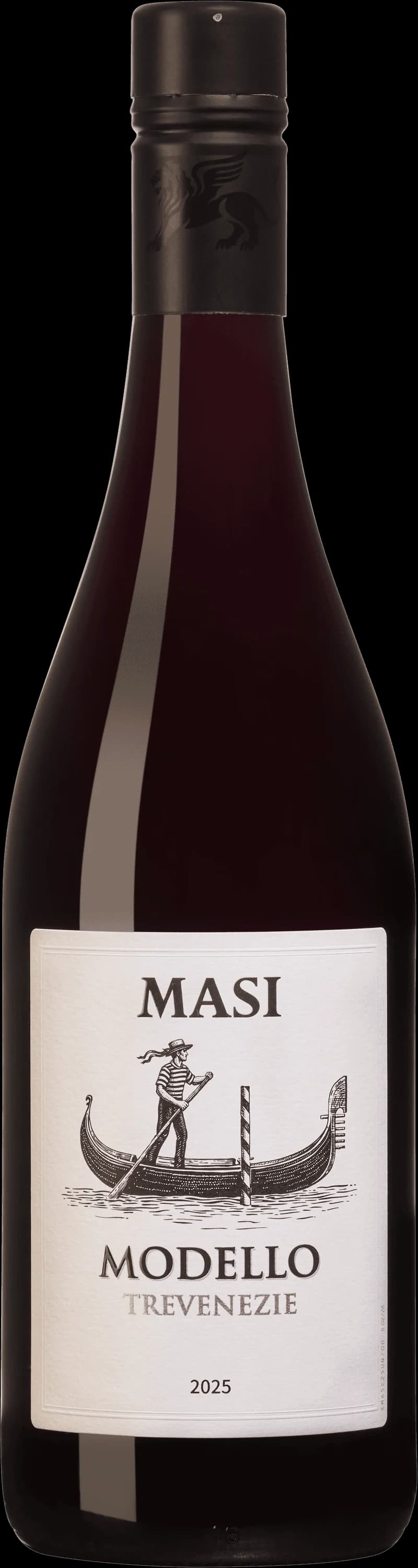 Flaska Masi Modello rött vin mot neutral bakgrund
