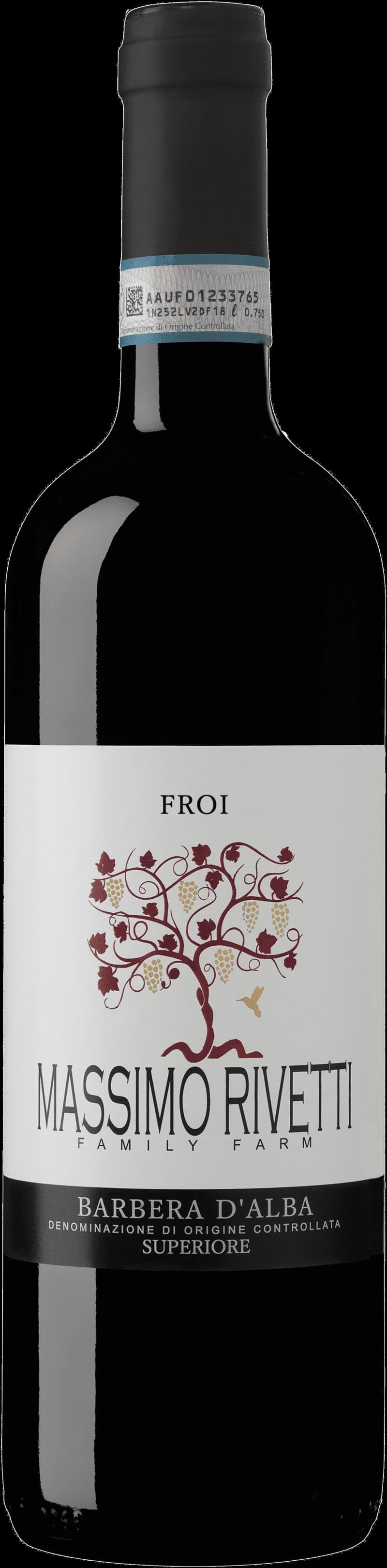 Flaska av rött vin från Massimo Rivetti