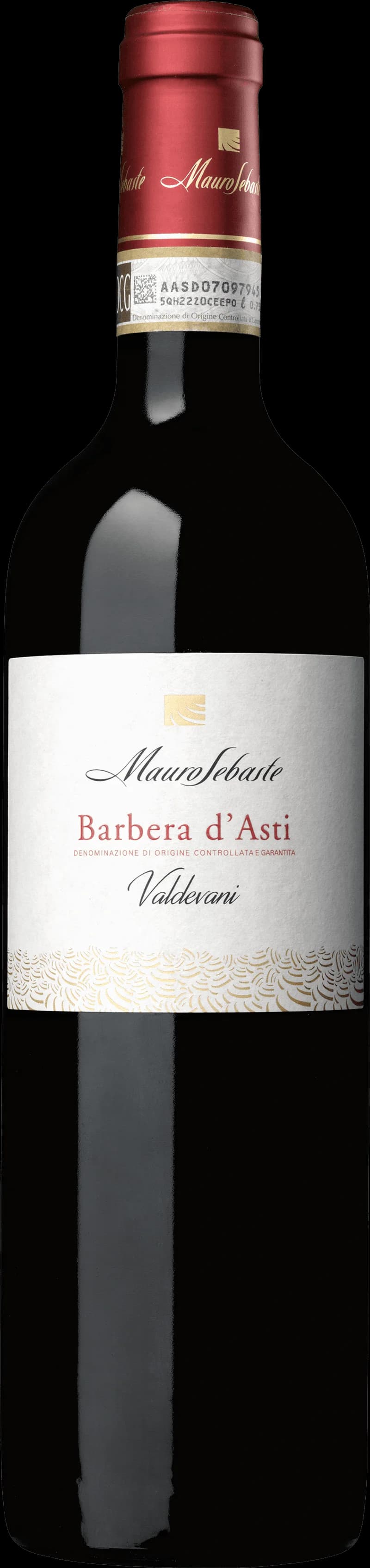 Flaska av Mauro Sebaste rött vin mot mörk bakgrund