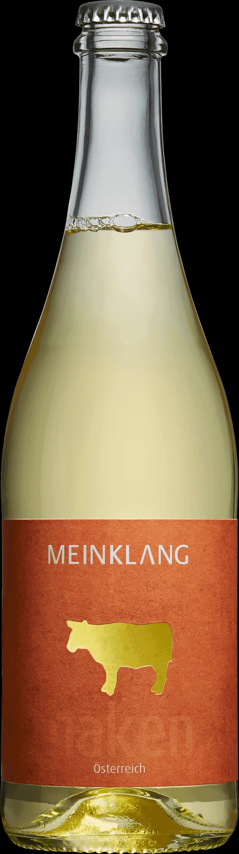 Flaska av Meinklang Naken vitt vin mot ljus bakgrund