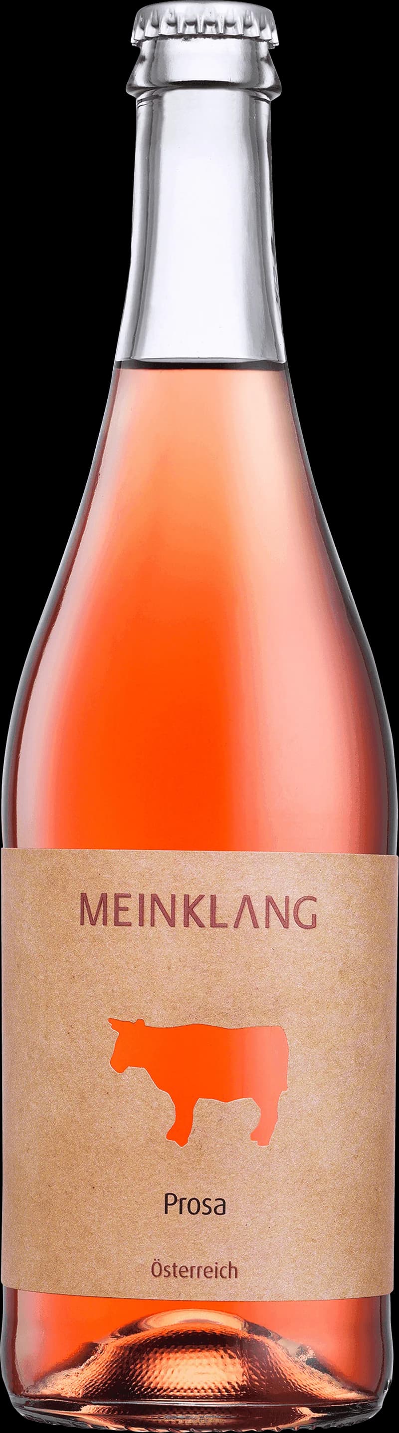 Flaska av Meinklang Prosa rosévin mot ljus bakgrund.