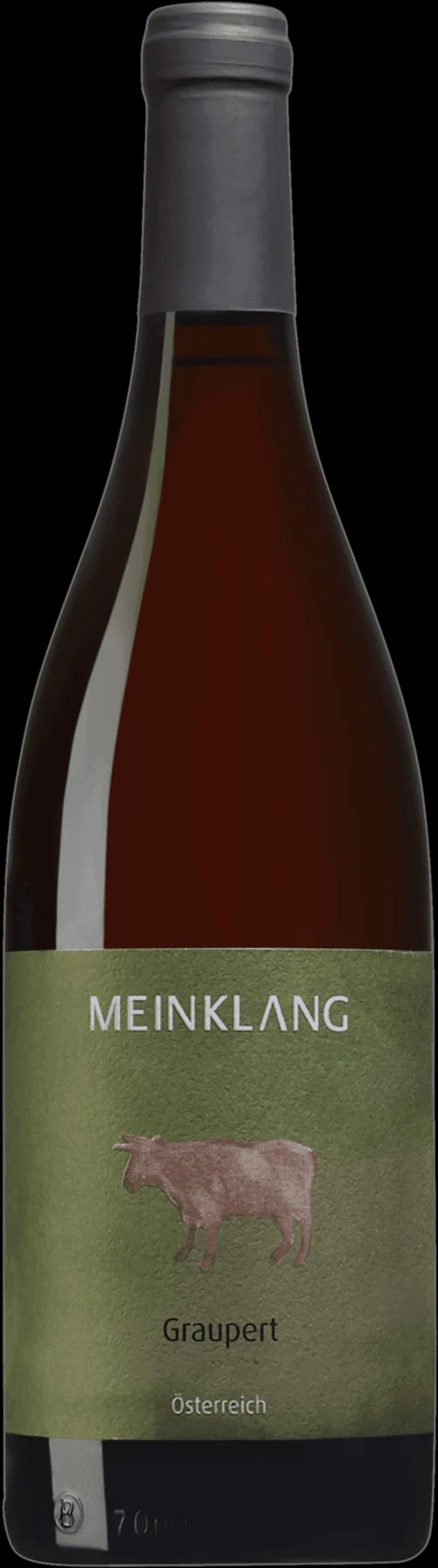 Flaska Meinklang vitt vin mot ljus bakgrund
