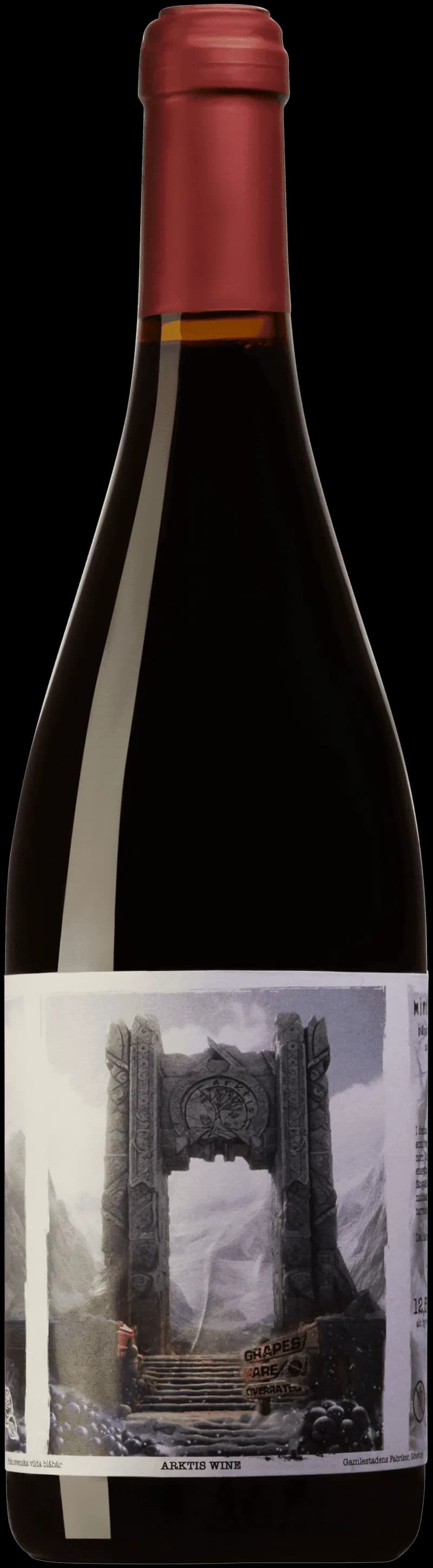 Flaskor med MIND'S I smaksatt vin och fruktvin på en bricka.