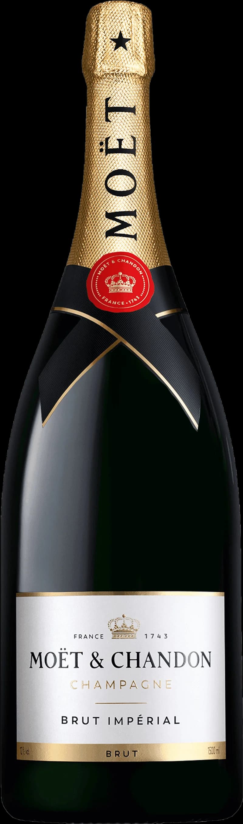 Flaska Moët & Chandon mousserande vin mot en mörk bakgrund