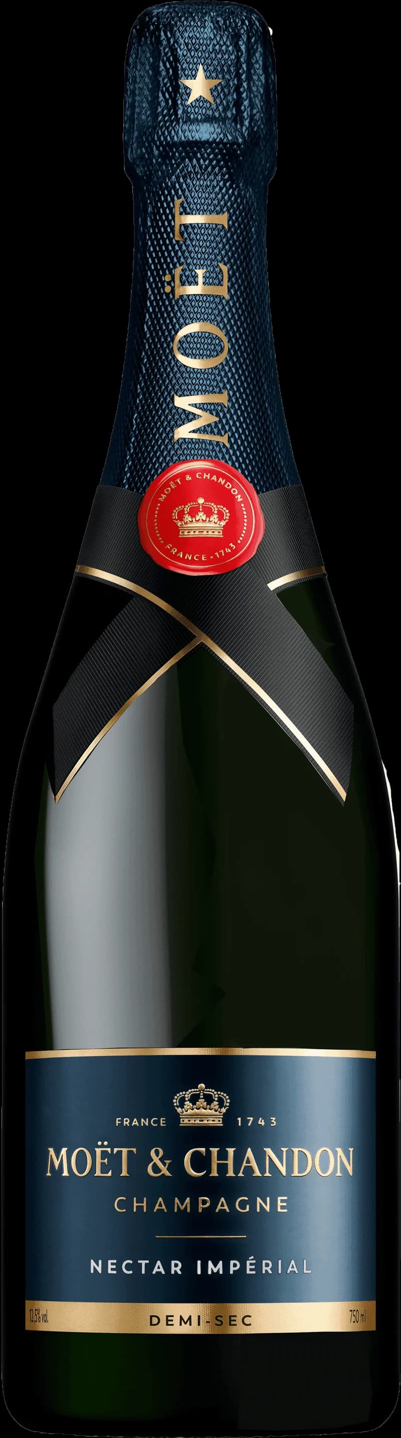 Flaska Moët & Chandon champagne på vit bakgrund