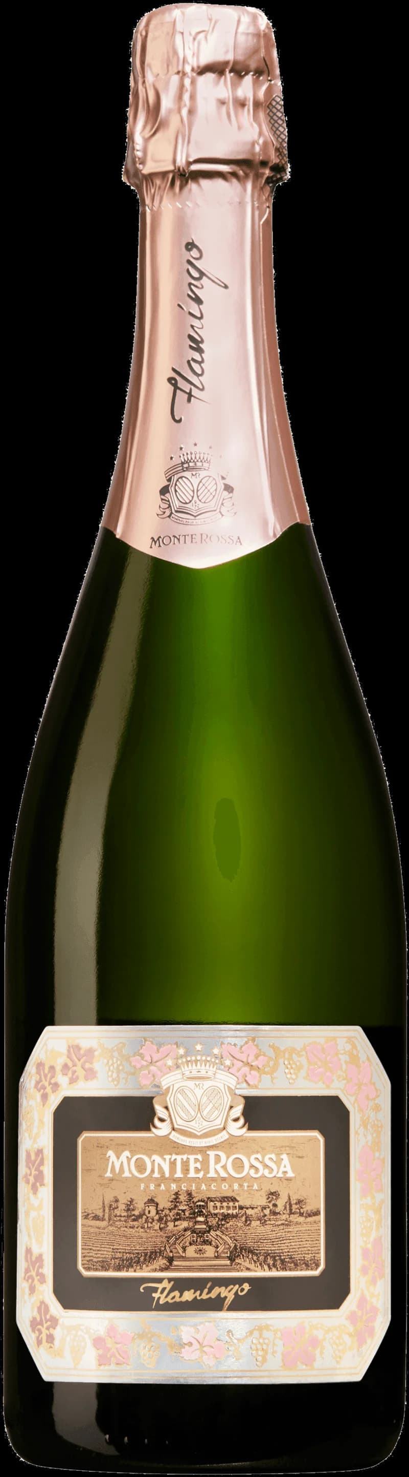 Flaska Monte Rossa mousserande vin mot neutral bakgrund